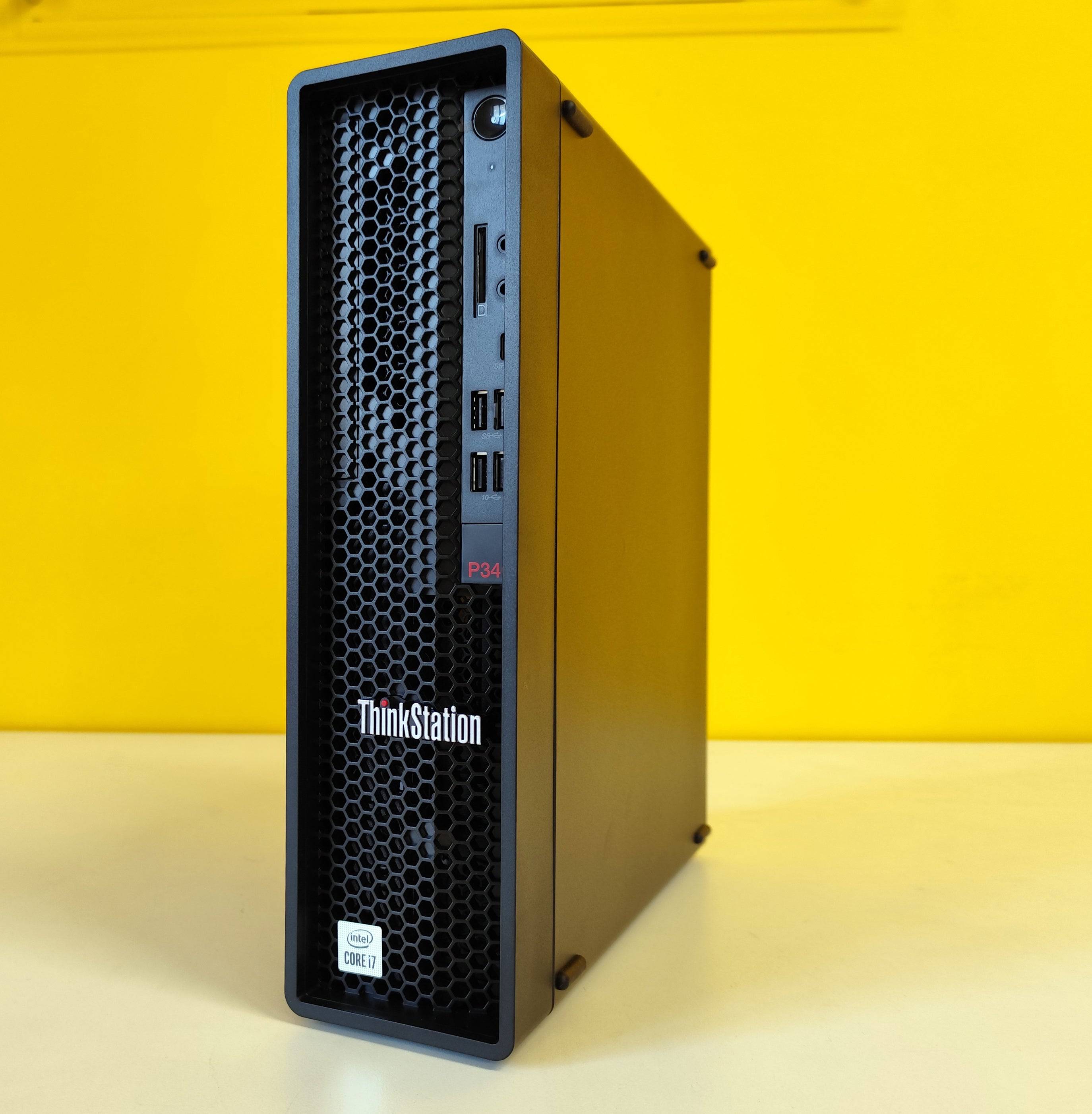 Lenovo ThinkStation P340 in posizione verticale con design elegante e prestazioni elevate per professionisti. Lenovo ThinkStation P340 in posizione verticale con design elegante e prestazioni elevate per professionisti.
